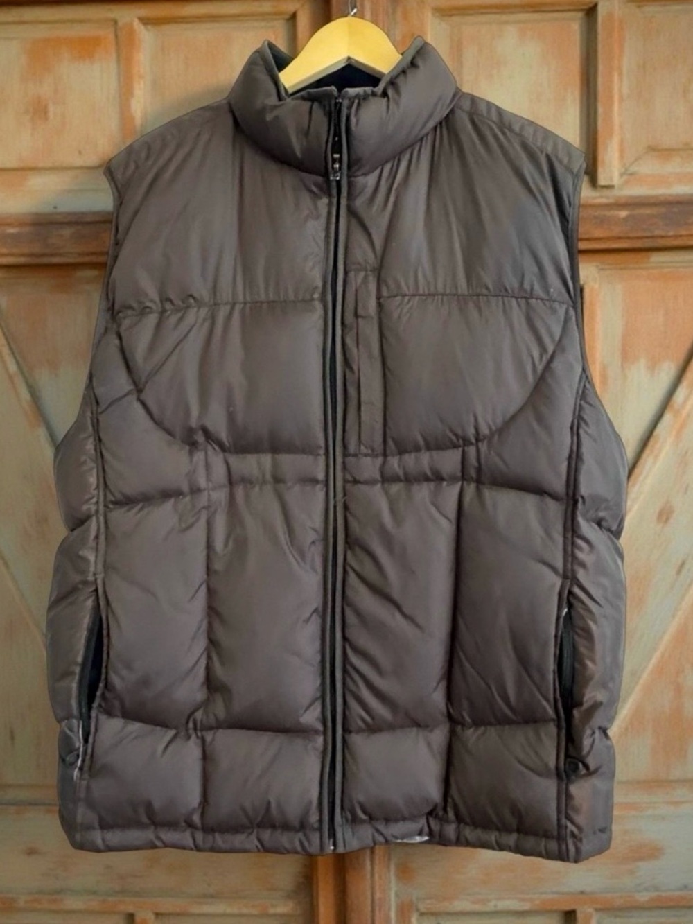 Gap Rich Brown soft,puff 50% Down 50% feather Filled Full Zip 5 Pocket Vest SZ L